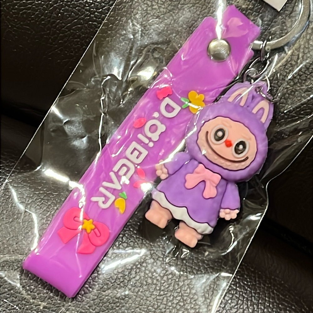 Purple Keychain Key Fob – Monster Bunny Hoodie Design NEW